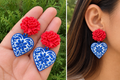 Red Flower & Talavera-Inspired Earrings