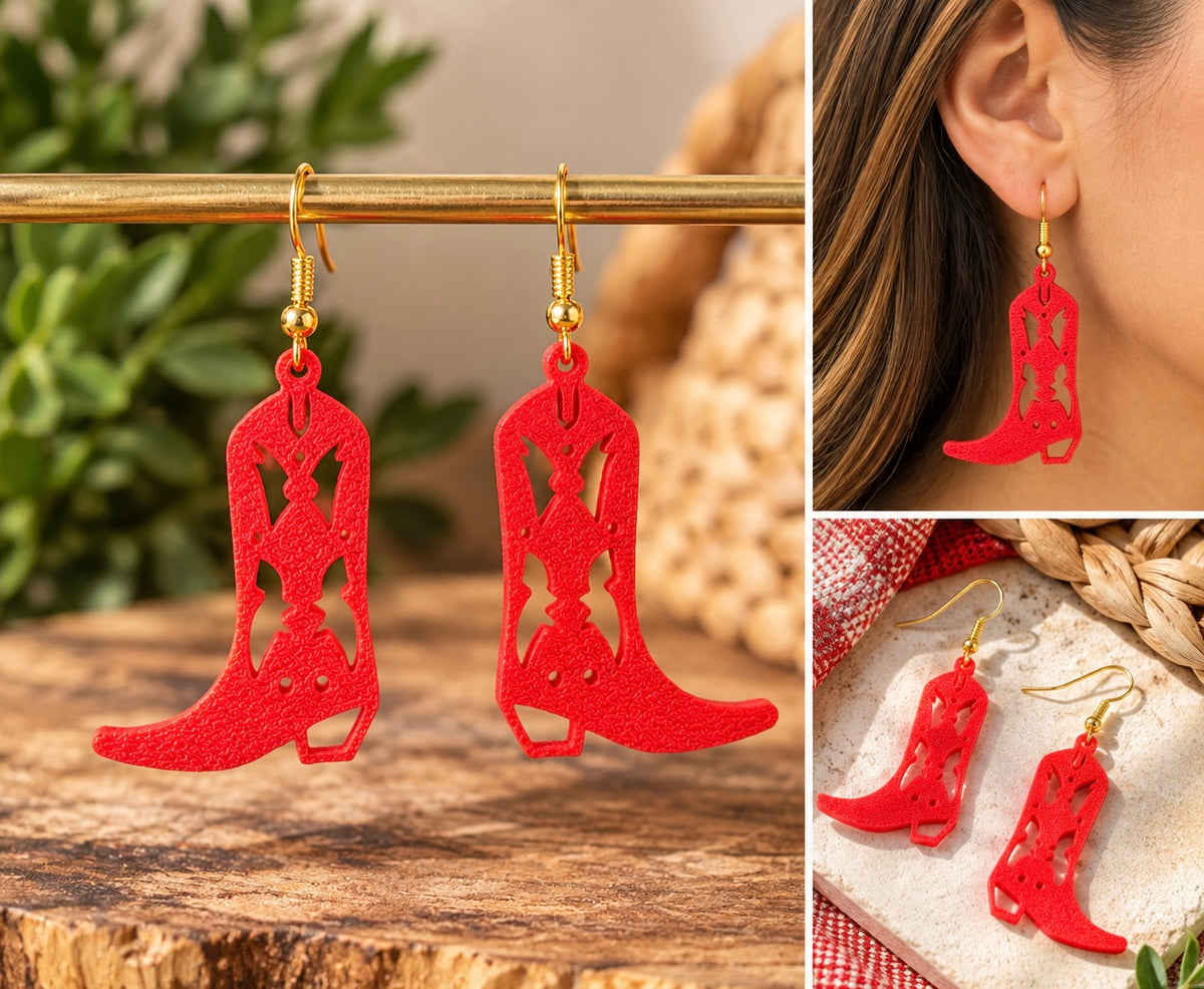 Red Cowboy Boot Earrings – Western Charm